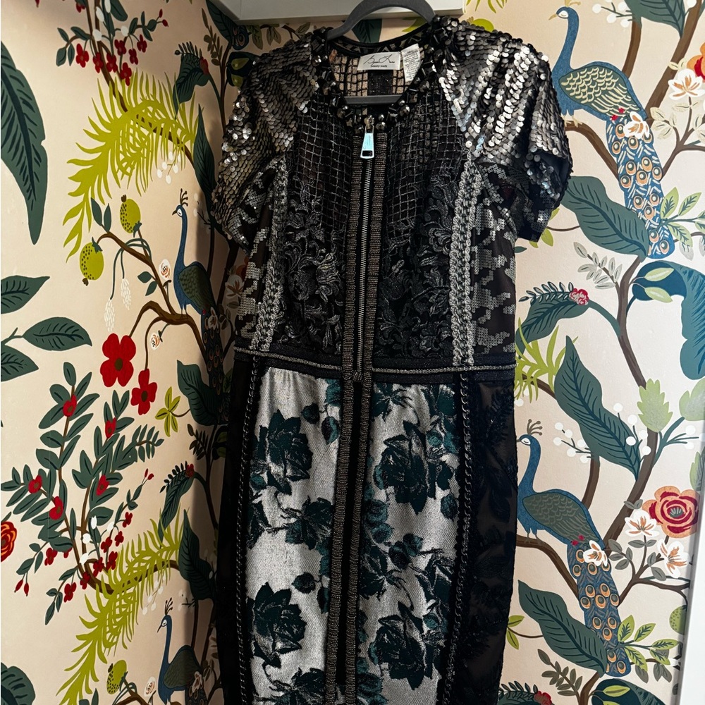 Byron Lars Black and Silver Floral Dress